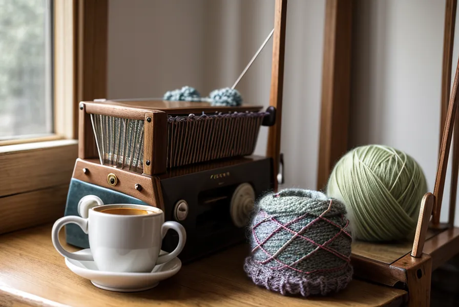 200 Nadeln und Schrauben sortiert in Eierbechern während der Wartung meiner Strickmaschine