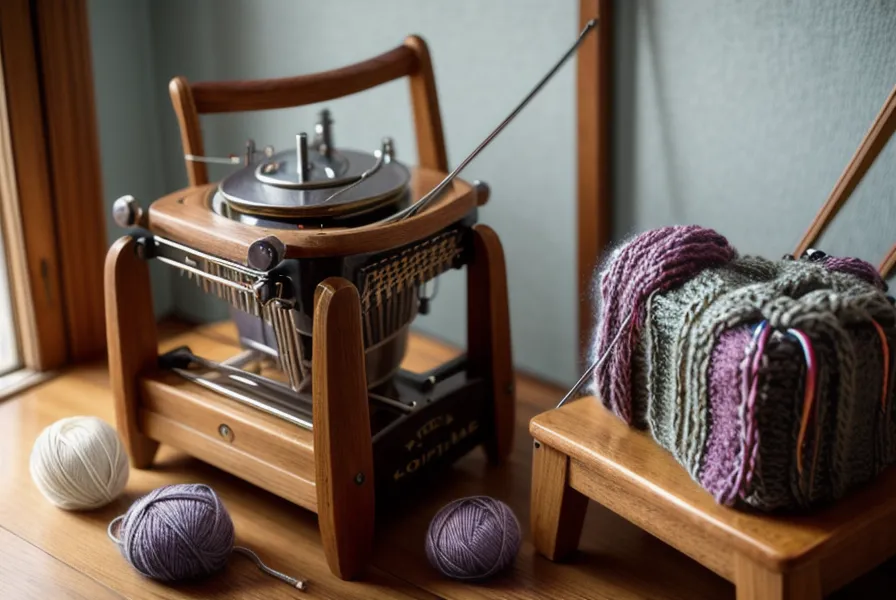 Russell-Hebel am Schlitten der Brother Strickmaschine für die Umstellung auf Nadelposition E.
