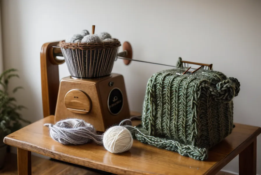 Faden wird korrekt zwischen die Spannungsscheiben einer Brother Strickmaschine eingefädelt