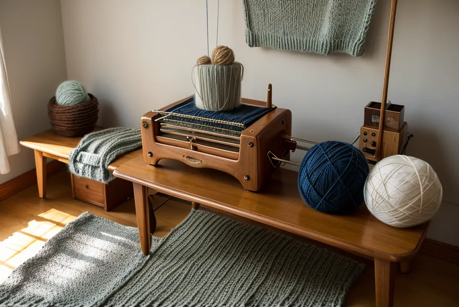 Anfängerin nutzt den Kurs Die gläserne Strickmaschine direkt neben der Brother Strickmaschine beim Lernen