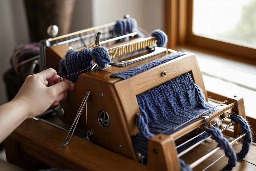 Maschen abketten an der Strickmaschine – Brother KH Nadelbett mit sauber gesicherter letzter Reihe