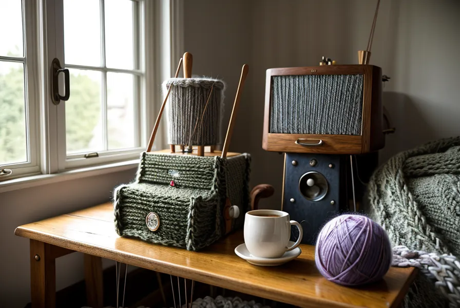 Deckerkamm nimmt Maschen von den Nadeln einer Brother Strickmaschine ab, Nahaufnahme zur Anleitung für Anfängerinnen beim Maschinenstricken