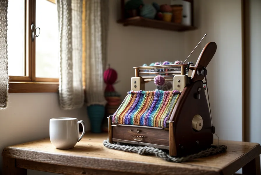 Nadelbett mit Markierungen in Zehnerblöcken für sicheres Maschenzählen beim Maschinenstricken