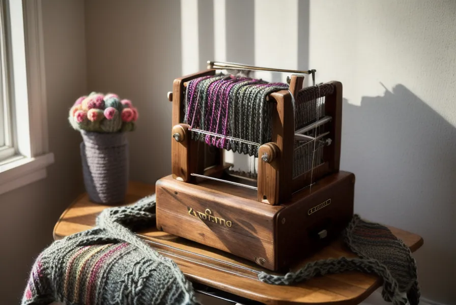 Zwei Garne in den Fadenführungen A und B eingefädelt für zweifarbiges Norwegermuster an der Strickmaschine