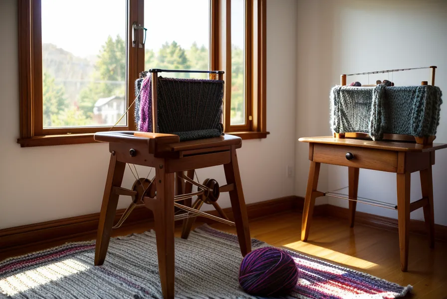 Anfängerfehler beim Wickelanschlag: verknotetes Garn zwischen den Nadeln der Strickmaschine
