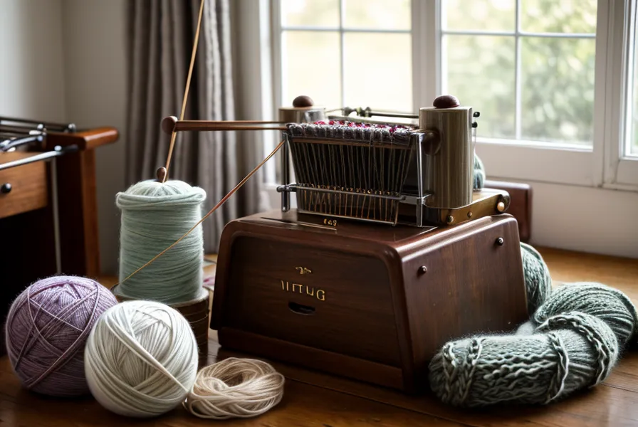 Wickelanschlag Schritt für Schritt: Hände beim Umwickeln der Nadeln an der Brother Strickmaschine