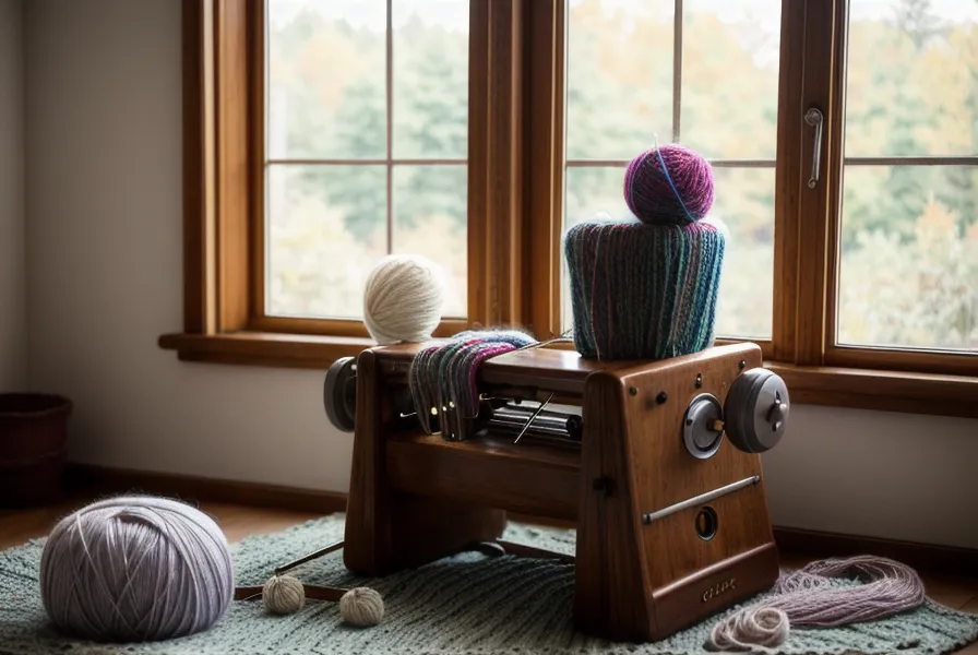 Ein Stück Paraffinwachs wird vor dem Maschinenstricken über das Baumwollgarn gezogen