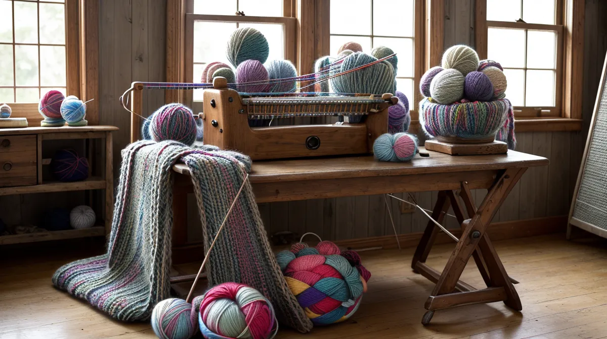 Ausgebaute Sperrschiene einer Brother Strickmaschine kurz vor dem Wechsel, wichtiges Bauteil für Anfängerinnen beim Maschinenstricken