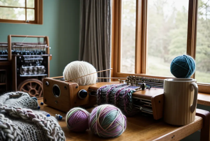 Krallengewichte an einem Strickstück auf der Brother Strickmaschine gegen Fallmaschen am Rand