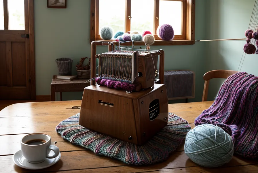 Nahaufnahme des Schlittens einer gebrauchten Brother Strickmaschine mit sichtbaren mechanischen Details
