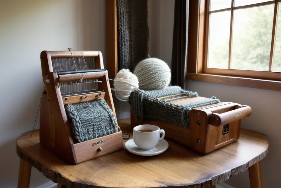 Vergleich: zu fest gewickeltes Garn und locker gewickelter Wollcake vor dem Stricken an der Strickmaschine